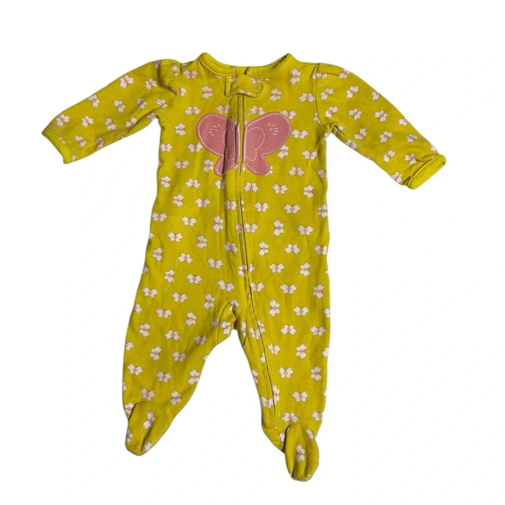 Carter's Baby Girl Butterfly Footie Pajamas Onesie Size 0-3 Months